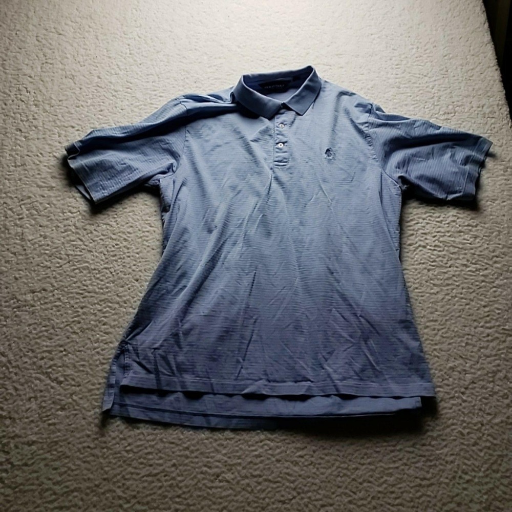 Polo Golf Ralph Lauren Polo Shirt Mens L Blue Stripe Short Sleeve Cotton Knit